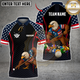 Maxcorners Billiards Sport American Eagle Playing Pool Stars Stripes Personalized Name 3D Unisex Shirt