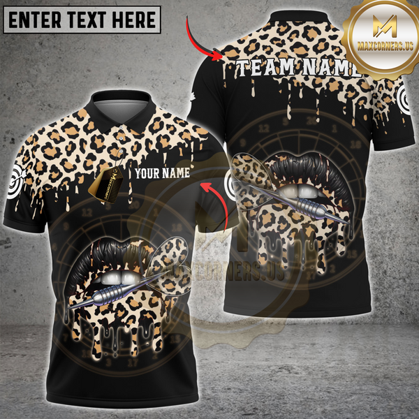 Maxcorners Darts Leopard Lips Dartboard Multicolor Customized Name, Team Name 3D Shirts