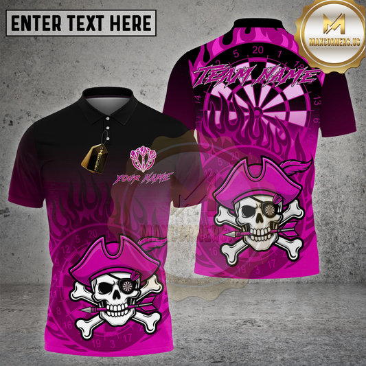 Maxcorners Dart Pirate Skull Blue Flame Dartboard Multicolor Options Personalized Name, Team Name 3D Shirt (4 Colors)