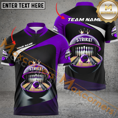 Maxcorners Funny Strike Bowling Jersey Multicolor Option Customized Name, Team Name 3D Polo Shirt