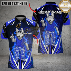 Maxcorners Billiard Wolf Mascot Flames Multicolor Customized Name, Team Name 3D Shirt