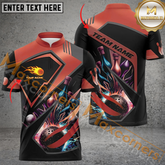 Maxcorners Ball And Pins Digital Golden Bowling Jersey Multicolor Options Personalized Name, Team Name 3D Shirt