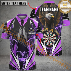 Maxcorners Darts Eagle Thunder Lightning Mutilcolor Options Personalized Name, Team Name 3D Polo Shirt