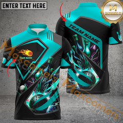 Maxcorners Ball And Pins Digital Golden Bowling Jersey Multicolor Options Personalized Name, Team Name 3D Shirt