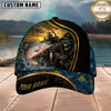 Maxcorners Fishing Skull Fisherman Sunset Gold Stripe Personalized 3D Cap