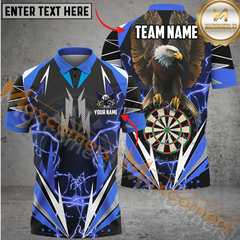 Maxcorners Darts Eagle Thunder Lightning Mutilcolor Options Personalized Name, Team Name 3D Polo Shirt