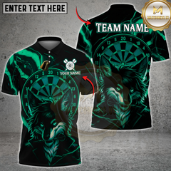 Maxcorners Darts Cool Wolf Neon With Dartboard Multicolor Customized Name, Team Name 3D Shirts