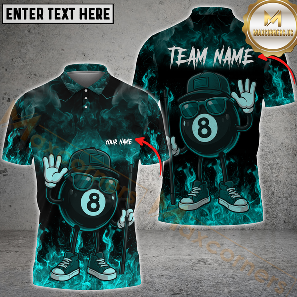 Maxcorners Billiard 8-Ball Cool Vibes Multicolor Personalized 3D Shirt, Urban Style Flame Smoke Shirts