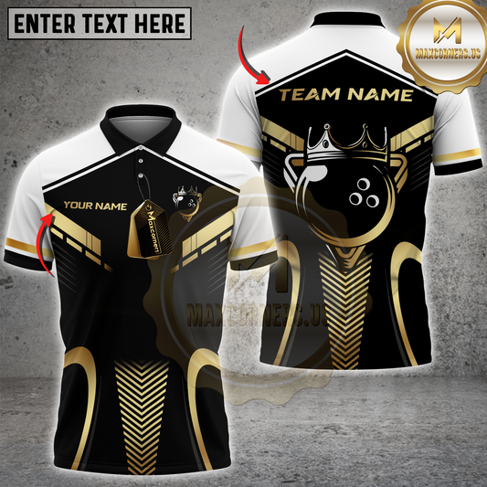 Maxcorners Royal Bowling Champion Multicolor Customized Name, Team Name 3D Shirts| Black