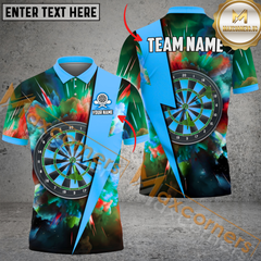 Maxcorners Darts Colourful Smoke Mutilcolor Options Personalized Name, Team Name 3D Polo Shirt