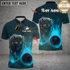 Maxcorners Flame Bowling And Savage Wolf Design Multioptions Personalized Name, Team Name Unisex 3D Shirts