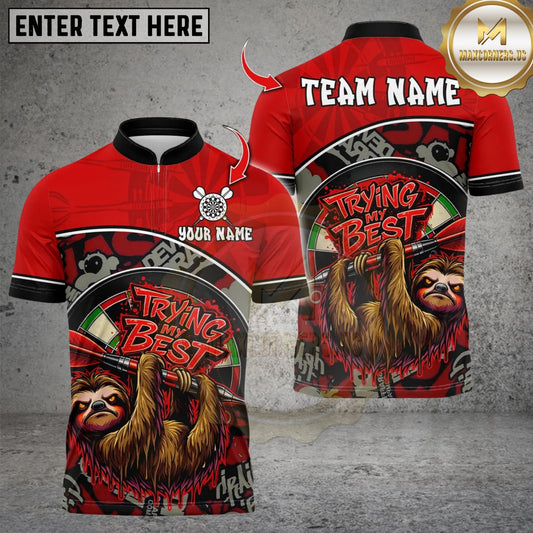 Maxcorners Darts Angry Sloth Dartboard Design Multicolor Customized Name, Team Name 3D Shirts