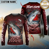 Maxcorners Fishing Red Dragon Scale Lightning Custom Name & Team Name 3D Shirts