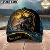 Maxcorners Fishing Skull Fisherman Sunset Gold Stripe Personalized 3D Cap