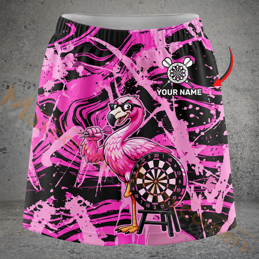 Maxcorners Darts Pink Flamingo Splash Personalized 3D Skirts With Shorts