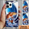 Maxcorners Fishing Blue Ocean Wave Personalized Name Phone Case (12 Fish Species)