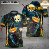Maxcorners Billiards Halloween Pumpkin Night Personalized Name 3D Unisex Shirt