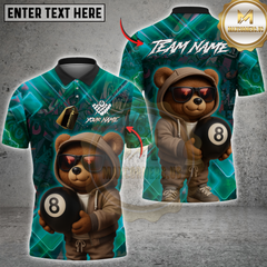 Maxcorners Billiards Cool Bear 8-Ball Pool Multicolor Customized Name, Team Name 3D Shirt
