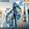 Maxcorners Fishing White Blue Lava Sun Protection Personalized Name, Team Name Long Sleeve Shirt