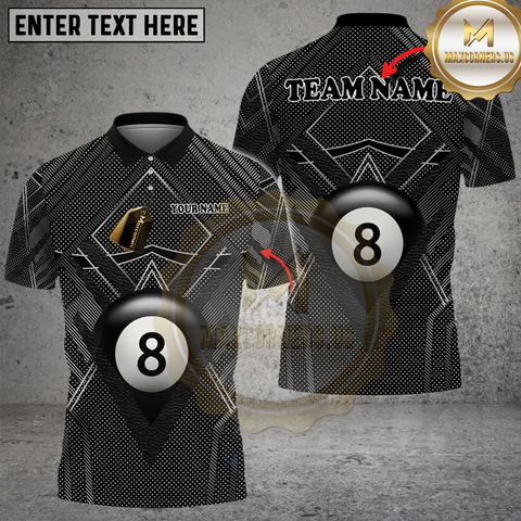 Maxcorners Billiards Modern Black Dot Style Personalized Name 3D Unisex Shirt