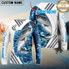 Maxcorners Fishing White Blue Lava Sun Protection Personalized Name, Team Name Long Sleeve Shirt