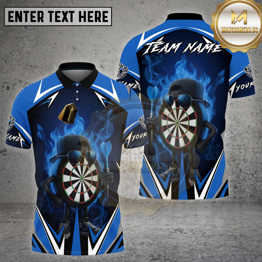 Maxcorners Dart Cool Dartboard Character Blue Flame Multicolor Options Personalized Name, Team Name 3D Shirt (4 Colors)
