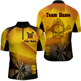 Maxcorners Men's Personalized Dart Shirts With Fire Skull And Yellow Darts Theme LM1605