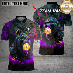 Maxcorners Billiard Fierce Gorilla 9-Ball Multicolor Customized Name, Team Name 3D Shirt