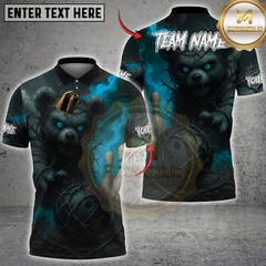Maxcorners Bowling Dark Bear with Fiery Bowling Ball Multicolor Customized Name, Team Name 3D Shirts