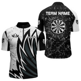 Maxcorners Personalized Black White Break Glass Dart Shirts For Men Custom Wings Dart Jersey Polo & 1/4 Zip LM184