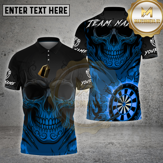 Maxcorners Darts Shirt Skull Darts Dartboard Fire Gradient Tribal Pattern Multicolor Options Personalized Name, Team Name 3D Shirt (4 Colors)