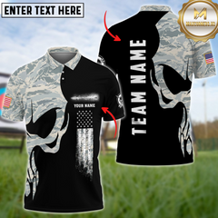 Maxcorners Archery Skull Camo Flag Personalized Name, Team Name 3D Unisex Shirt