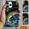 Maxcorners Fishing Phone Case Dynamic Water Splash Black Gold Line Personalized Name Phone Case (8 Fish Species)