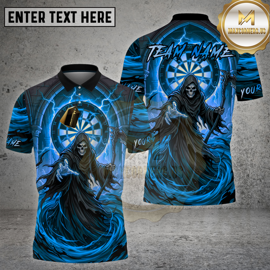 Maxcorners Dart Hell Reaper Fire Swirl Dartboard Multicolor Options Personalized Name, Team Name 3D Shirt (4 Colors)