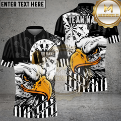 Maxcorners Darts Eagle Offwhite Personalized Name, Team Name Shirt Black TU0207