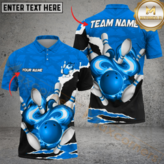 Maxcorners Bowling Storm Personalized Name Men And Women 3D Polo Shirt Custom Bowling Team Jersey (4 Colors)