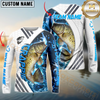Maxcorners Fishing White Blue Lava Sun Protection Personalized Name, Team Name Long Sleeve Shirt