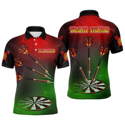 Maxcorners Men’s Personalized Darts Shirts With Multi-Color Dartboard And Flame Dart Arrows LM1605