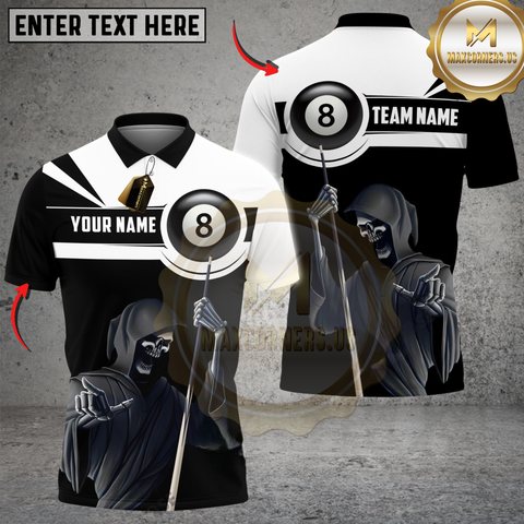 Maxcorners Billiards Grim Reaper Shadow Personalized Name 3D Unisex Shirt