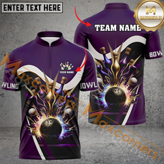 Maxcorners Ball And Pins Digital Bowling Jersey Multicolor Option Customized Name, Team Name 3D Polo Shirt