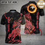 Maxcorners Billiards Red Dragon Flame Personalized Name 3D Unisex Shirt