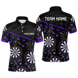 Maxcorners Men's Custom Darts Shirt With Purple-Black Dartboard And Arrows Pattern LM1605