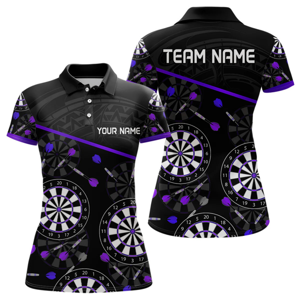 Maxcorners Men's Custom Darts Shirt With Purple-Black Dartboard And Arrows Pattern LM1605