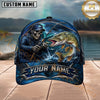 Maxcorners Fishing Skull Fisherman Deep Blue Ocean Personalized 3D Cap