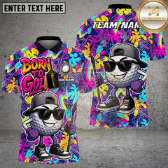 Maxcorners Graffiti Golf King Polo Shirt, Custom Name & Team Name 3D Shirts TU0808