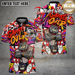Maxcorners Cool BullDog With Angry Bowling Multicolor Customized Name, Team Name 3D Shirts