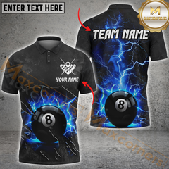 Maxcorners Ball 8 Pool Thunder Lightning Billiard Jersey Multicolor Options Personalized Name, Team Name 3D Polo Shirt