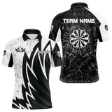 Maxcorners Personalized Black White Break Glass Dart Shirts For Men Custom Wings Dart Jersey Polo & 1/4 Zip LM184
