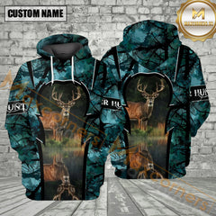 Maxcorners Deer Hunting Blue Camo All Over Print Shirt
 Best Gift For Hunter