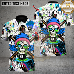 Maxcorners 8 Ball Billiards Skull Havoc Multicolor Customized Name, Team Name 3D Shirt